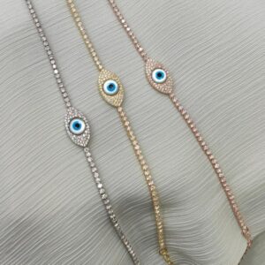 2 mm Suyolu Zincirli Opal Göz Gümüş Bileklik