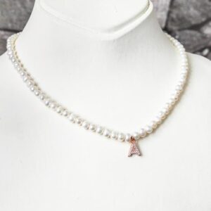 İncili Harf Choker Kolye