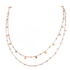 Sarkık Pullu Taşlı 2’li Gümüş Choker Kolye