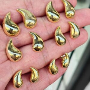 Taşsız Balon Damla Gümüş Küpe - Gold Renk