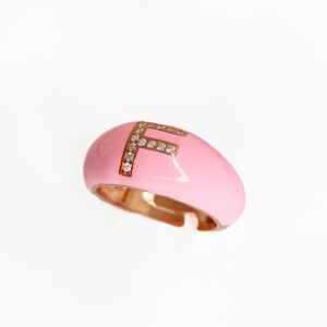 Açık Pembe Mineli Gümüş Harf Yüzük