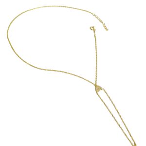 Beyaz Taşlı Kalp Gümüş Şahmeran Bileklik - Gold Renk