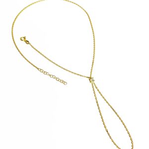Tek Taşlı Gümüş Şahmeran Bileklik - Gold Renk