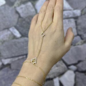 925 Ayar Beyaz Zirkon Taşlı El Yapımı Gümüş Şahmeran Bileklik – Ayarlanabilir Şıklık - Gold Renk